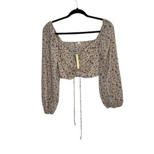 Blush Women’s Size S Floral Long Sleeve Crop Top